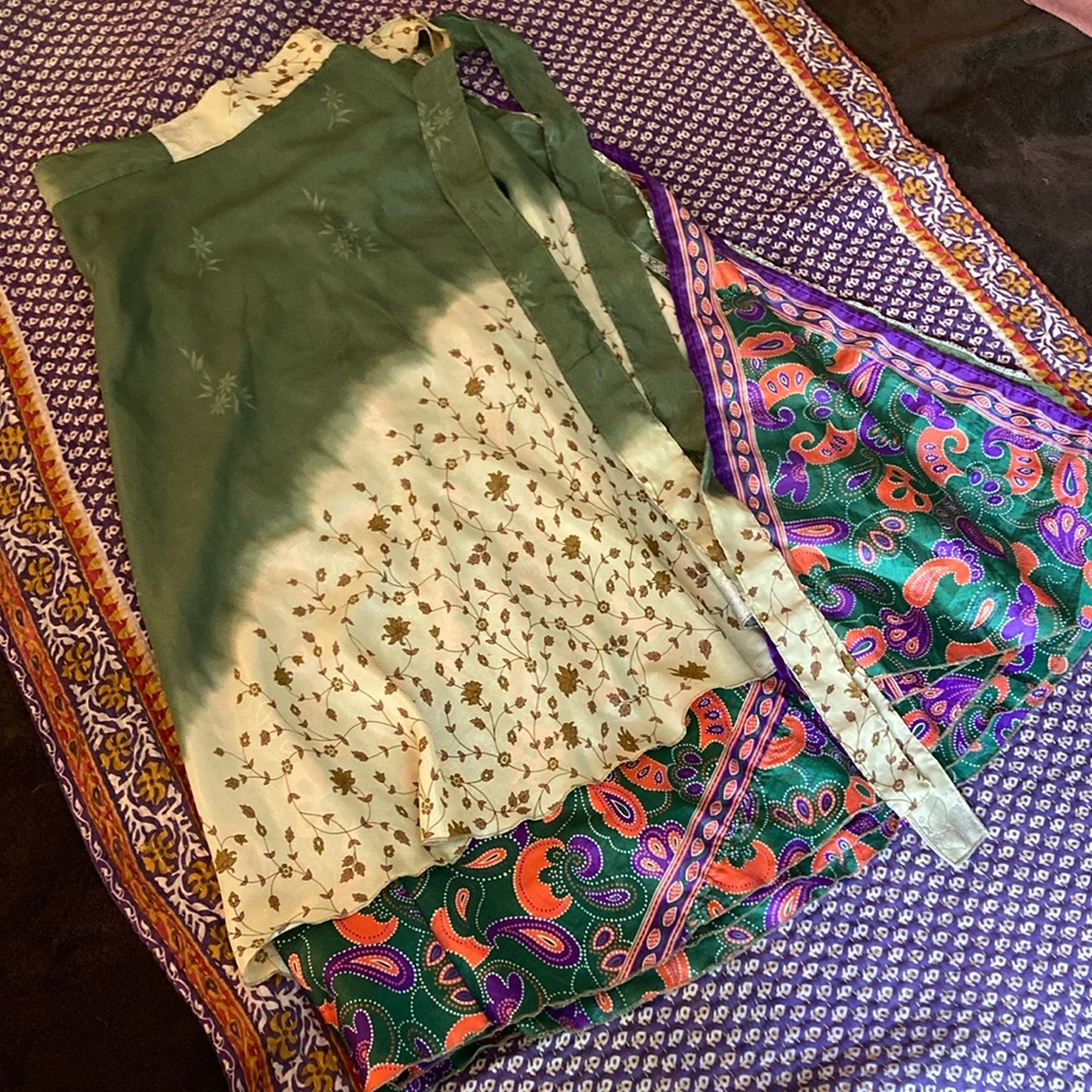 Darn Good Yarn Ankle XL (14-20) Sari Silk Wrap Skirt